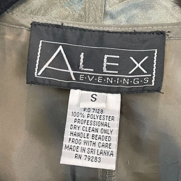 Alex Evenings Womens Small Green Organza Jacket 3/4 Sleeve Party Formal - Picture 3 of 11